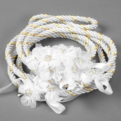 Catholic Wedding Lasso with White Gold Carnation Accent - Traditional Gift