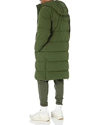 AMAZON ESSENTIALS MENS HOODED LONG PUFFER COAT - SIZE: MEN M - DARK OLIVE