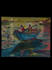 Jose Trujillo Impressionist Oil Painting, “The Fisherman” 2017 8X10