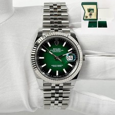 New Rolex Datejust 126334 41MM Green Ombre Fluted Jubilee Steel Box Paper