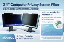 2 MAMOL 24  Privacy 16:9 Widescreen Blue Light Filters Anti-Glare, New-Open Box