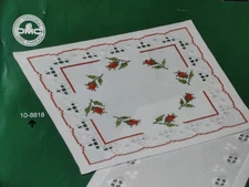 T2 Started Permin Of Copenhagen Hardanger Doily Kit 10-8818 Roses