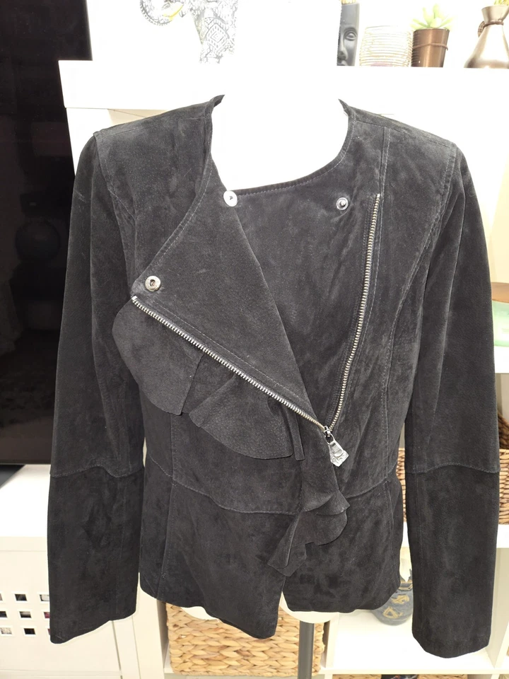 Chaqueta de gamuza Isaac Mizrahi Live con volantes talla 4 PEQUEÑA  Foto 2 de 4