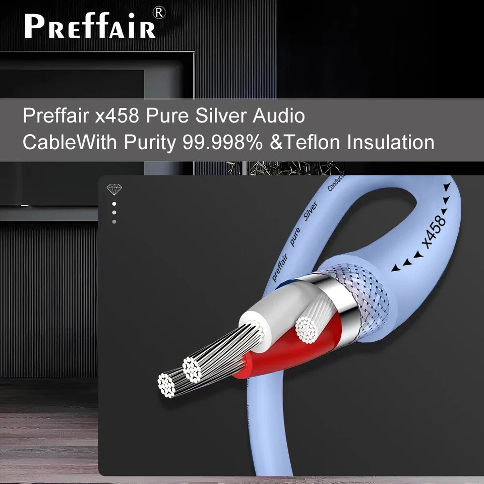 Pure Silver RCA/ XLR Cable 1M/3.3ft 2 Core 20AWG Signal Wire HiFi Balanced Cable - Image 3 of 4