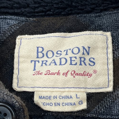 Boston Traders Shacket Men Large Black Plaid Flannel Shirt Jacket Sherpa Lined - Picture 3 of 8