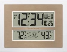 La Crosse Technology Atomic Digital Wall Clock with Temperature & Forecast White