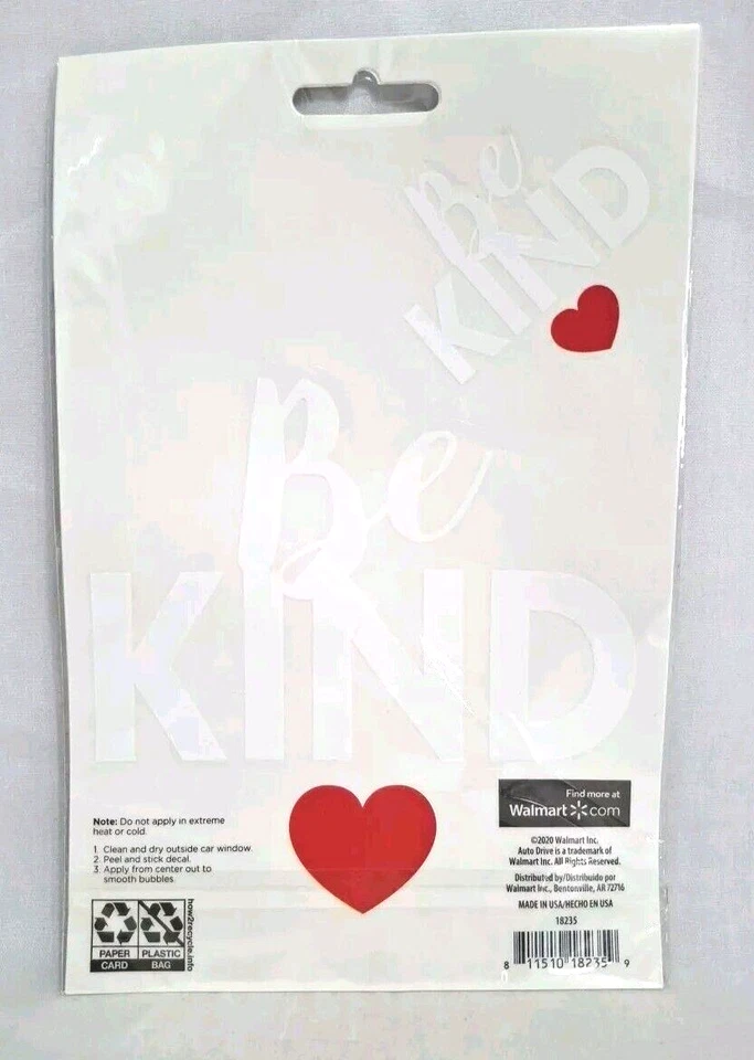Calcomanías de conducción automática Be Kind pegatina de parachoques blanco rojo coche camión SUV mini furgoneta ventana Foto 2 de 2