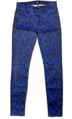 Hudson Made USA High Waist Super Skinny Blue Snakeskin Print Jeans Women s Sz 27