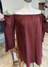 Walter Baker  Small Yolanda Off-the-shoulder Plissé Crepe Mini Dress,Burgundy G