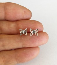 Sterling Silver 7mm open Butterfly with Hypo-Allergenic Post stud earrings.