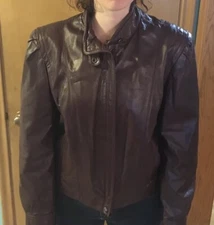 Vintage Bermans Authentic Leather Jacket Size 16 Women's Motorcycle