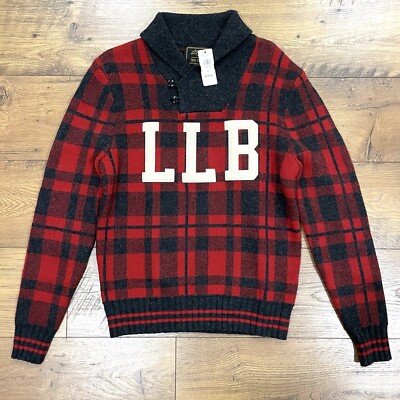 Todd Snyder LL Bean Sweater Men XS Heritage Plaid Wool Shawl Collar Pullover NWT