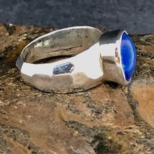 GENUINE LAPIS LAZULI RING SET IN 925 FANCY STERLING SILVER BAND FREE SHIPPING