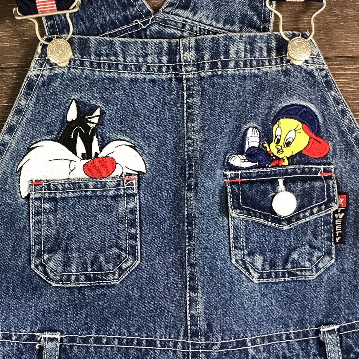 Warner Bros Looney Tunes Sylvester & Tweety Kids Vintage 90s Denim 