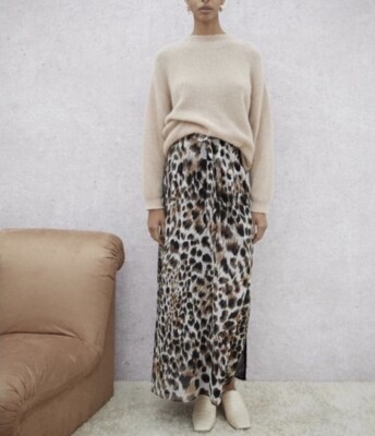 *NEW* Nanushka Nataal Belted Maxi Skirt in Ocelot Print, Size L