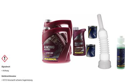 9L MANNOL Motoröl SAE 10W-60 RACING+ESTER inkl. Additiv Auslaufschlauch