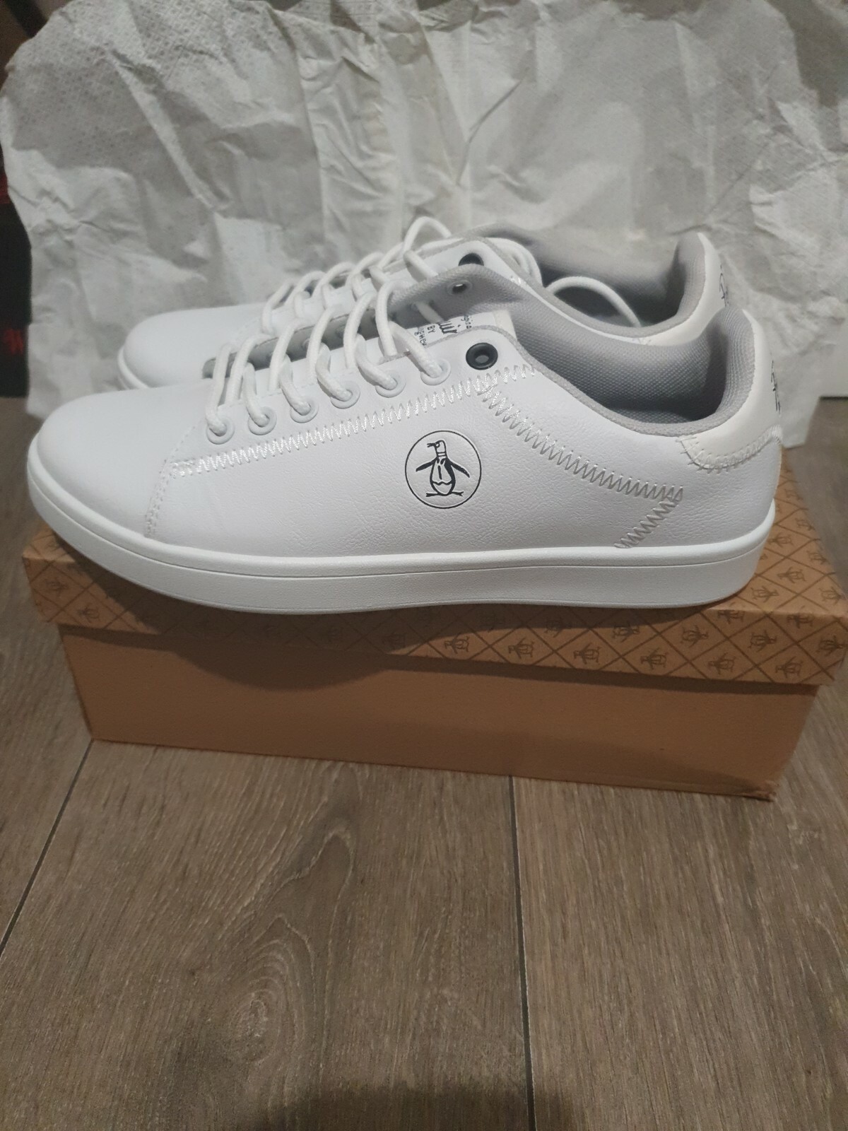 Original Penguin Star Mens Trainers Sneakers White Size uk7/us/8/eu41.RRP£65 image 8