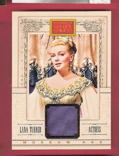 LANA TURNER WORN RELIC SWATCH CARD 2012 GOLDEN MUSEUM AGE PEYTON PLACE HOLLYWOOD - Foto 1 di 2