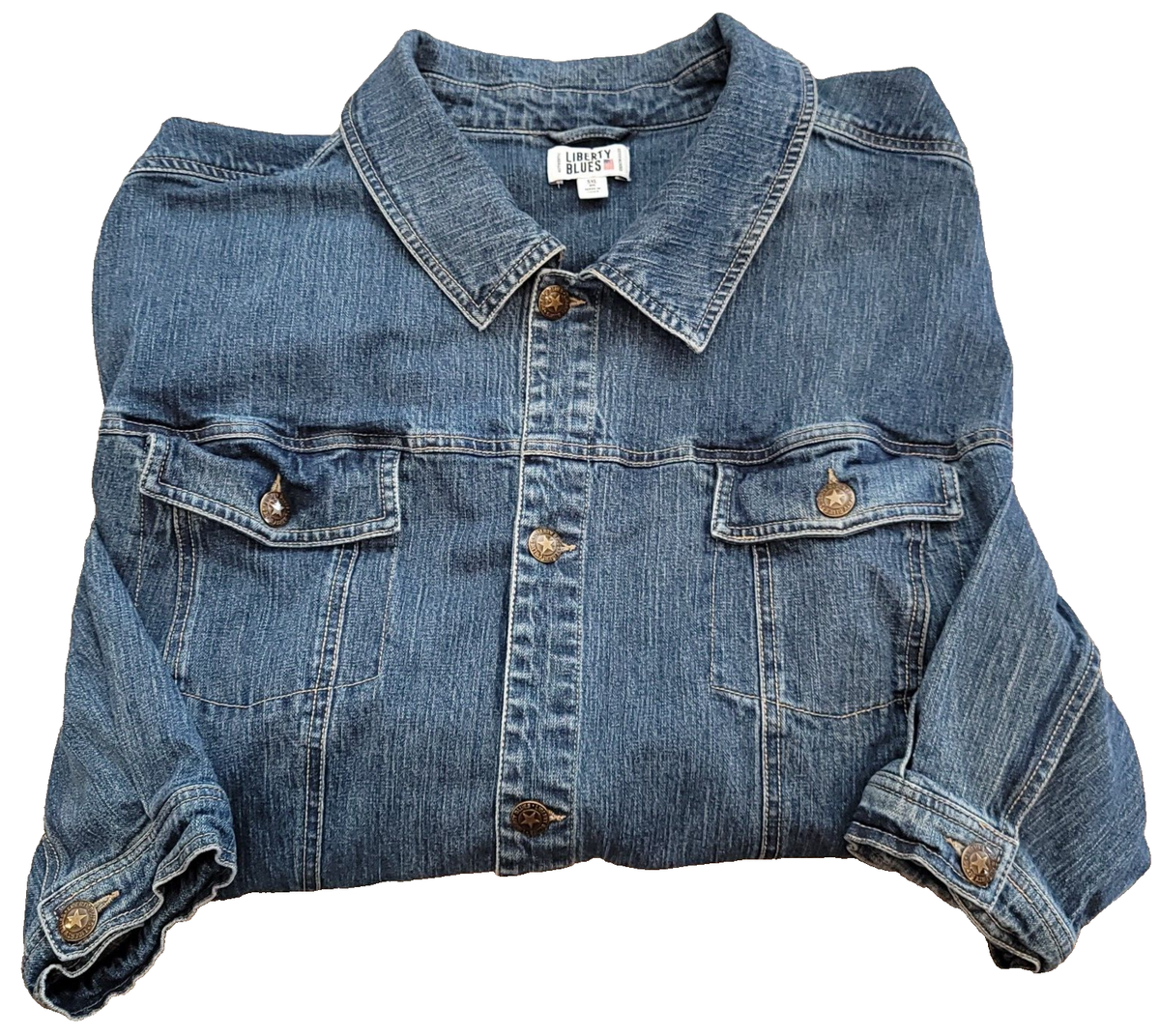 Liberty Blues Big And Tall Denim Motorcycle Vest Liberty Blues