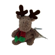 RARE Russ Home Buddies Reindeer 6 Plush 4140 Red Stripe Scarf Vtg 1998