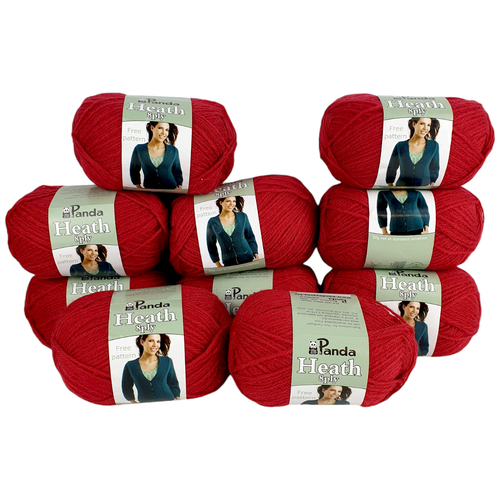 New Bulk PANDA HEATH 8 Ply Knitting 50% Wool 50% Acrylic 10 x 50g Balls Red 8289