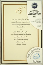 40 Wilton Ivory Wedding Invitation Kit "SWEET HEARTS GOLD" - Print Your Own NEW