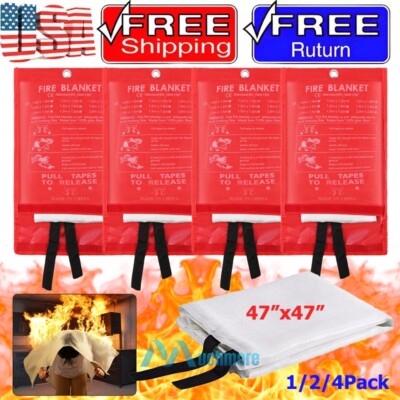 1/2/4Pack LARGE Emergency Fire Blanket Car Home Office Warehouse Safty 47  59''