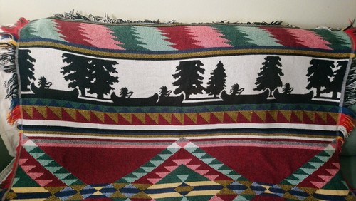 Vintage Crown Crafts 53 x 62 Native American Tapestry Throw Blanket, EXC! - Picture 4 of 12