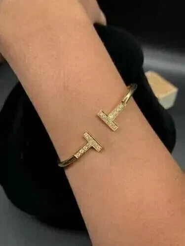 Lab Created 2Ct круглый огранки бриллиант женщин браслет браслет 14K желтое золото покрытием - Изображение 3 из 4