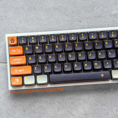 Black Orange Tranclucent PBT Keycap set Dyesub for Cherry MX