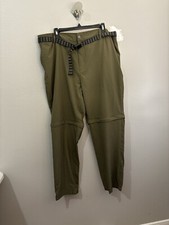 GERRY Mens Convertible Commuter Pants Relaxed Fit Green Belted Outdoor Hiking