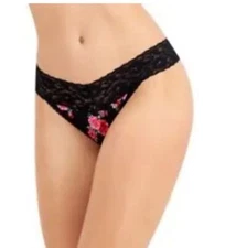 INC Lace-Trim Thong Valentine’s Day Floral Black 2XL Packaged