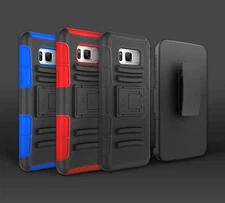 For Samsung Galaxy S8 Rugged Hybrid Stand Hard Soft Cover Case With Belt Clip