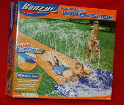 Single Slide Banzai 16 Ft Soak and Splash Water Slip Slide Sprinkler Toy NOS (P2