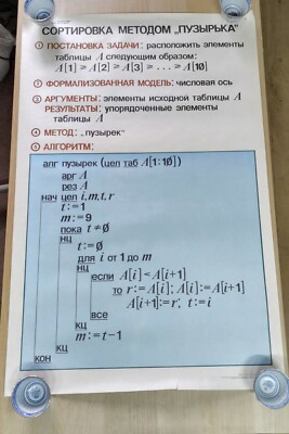 USSR Informatics Educational Poster 1989 Bubble Sort Algorithm Soviet Computer