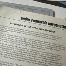 AUDIO RESEARCH AR D70 Power Amplifier Review Article