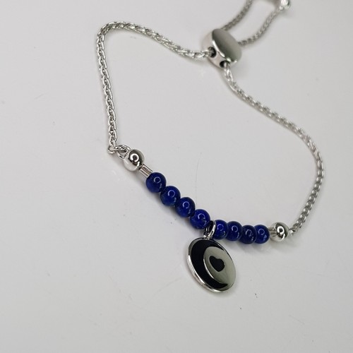 Sterling Silver Lapis Lazuli Love You To The Moon Charm Bracelet Adjustable 22cm - Picture 6 of 12