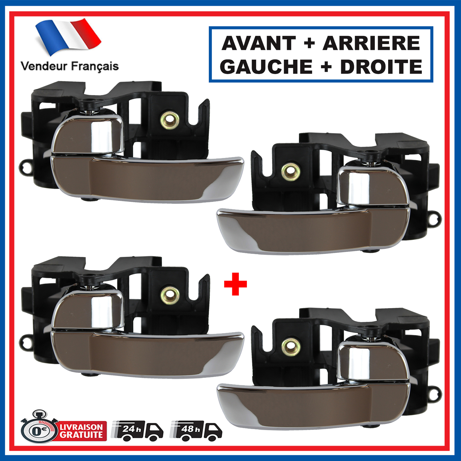 Kit 4 poignées chrome intérieures de porte pour Nissan Navara et Pathfinder