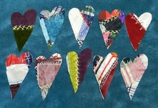 10 PRIMITIVE ANTIQUE CRAZY QUILT CUTTER QUILT HEARTS Crafts Scrapbooking CQ23-79