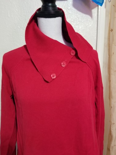 KAREN SCOTT Long Button Collar Turtleneck Knit Stretch Shirt Longsleeve Size M - Picture 3 of 6