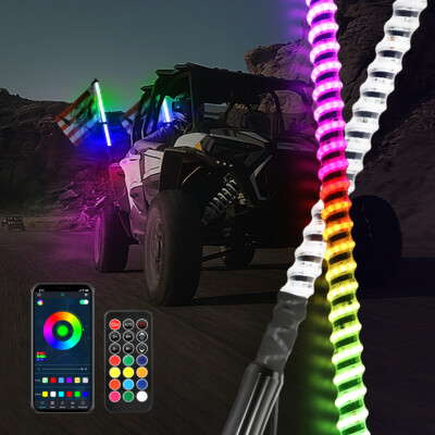 Par 2FT RGB Spral LED Whp Lghts Antenn