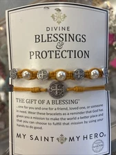 QVC My Saint My Hero Divine Blessing Simulated Pearl Bracelet Set nwt