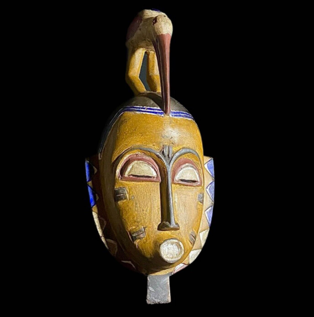Guru Mask African Tribal Face Mask Legno intagliato a mano Vintage Wall...