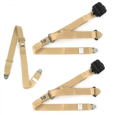  1968 - 1970 Standard 3pt Tan Retractable Bench Seat Belt Kit - 3   