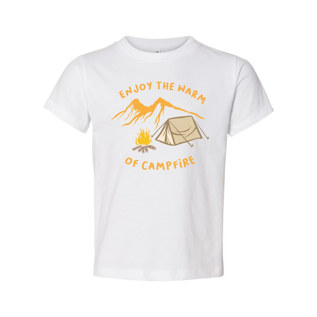 Outdoor Camping Themed T Shirt With Tent And Campfire Illustration For Unisex Ad