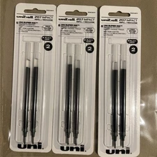 Uniball 207 Impact Refills-Black Gel Ink- 1.0mm   Bold Point,  3 Packs