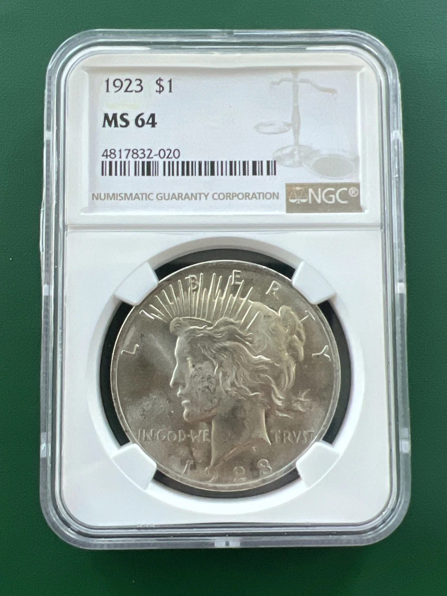 MS 64 Graded 1923 Year NGC Certified Peace Dollars (1921-1935) for