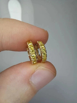 Huggie-Creolen 2 kt Rundschliff Lab Created Citrin 14 kt Gelbgold vergoldet