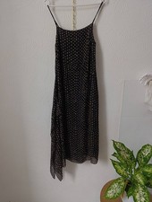 MAX MARA DOT PRINT SILK VINTAGE STRAP ASYMMETRIC DRESS