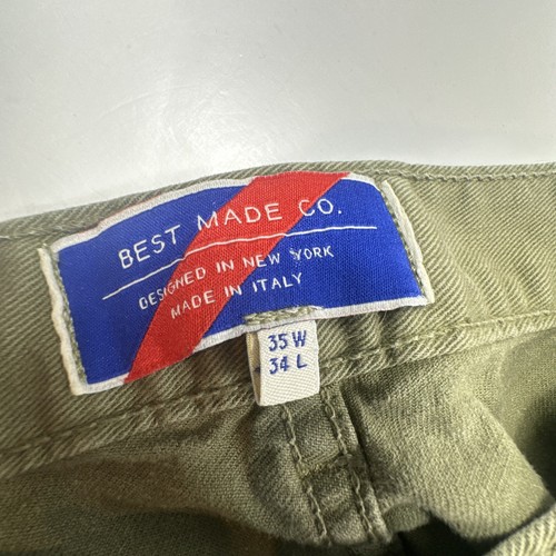 Best Made Co Jeans 34x32 (TAG 35x34) Denim Green 5 Pocket Straight MADE IN ITALY - Picture 4 of 10